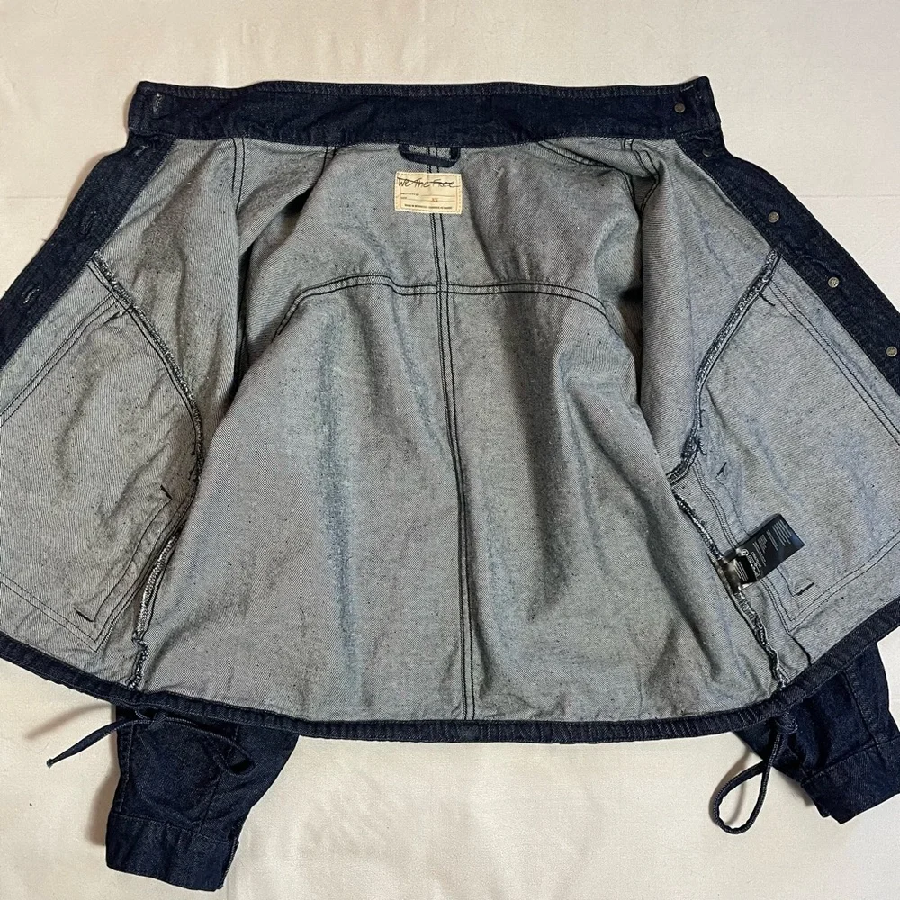 New Free People Casey Denim Blue Jacket Size XS - Picture 12 of 14